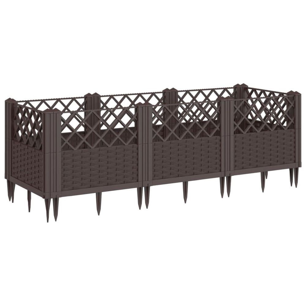 Jardinière avec piquets marron 123,5x43,5x43,5 cm pp