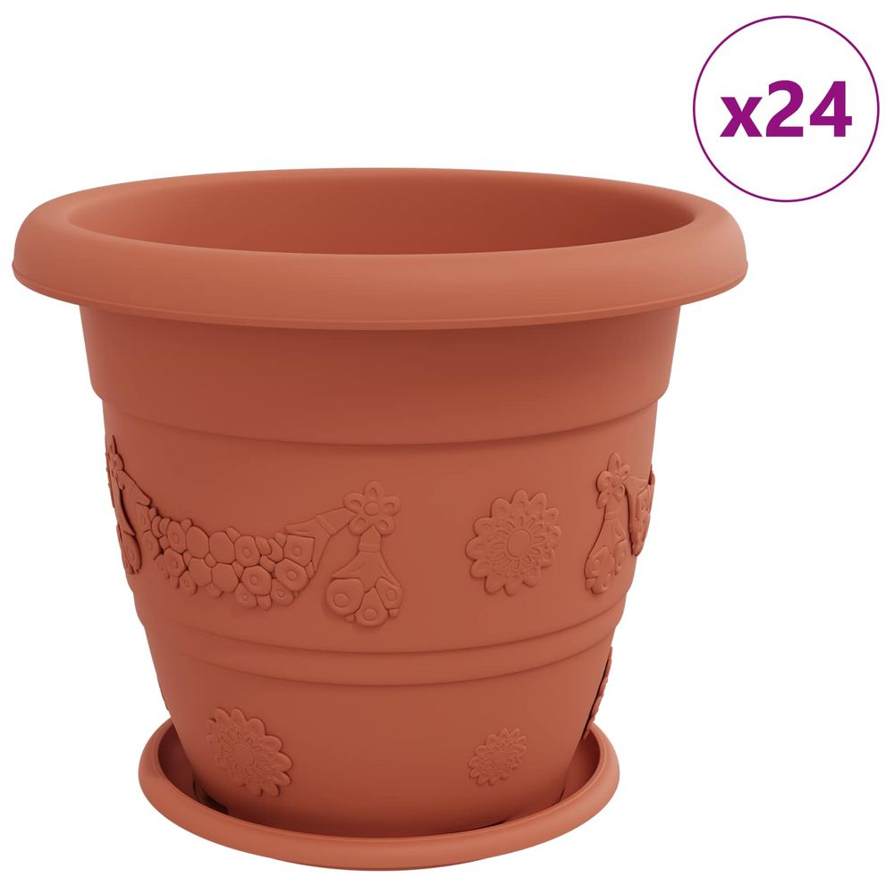 Pots de plantes 24 pc rouge brique ø 39 x 32 cm plastique