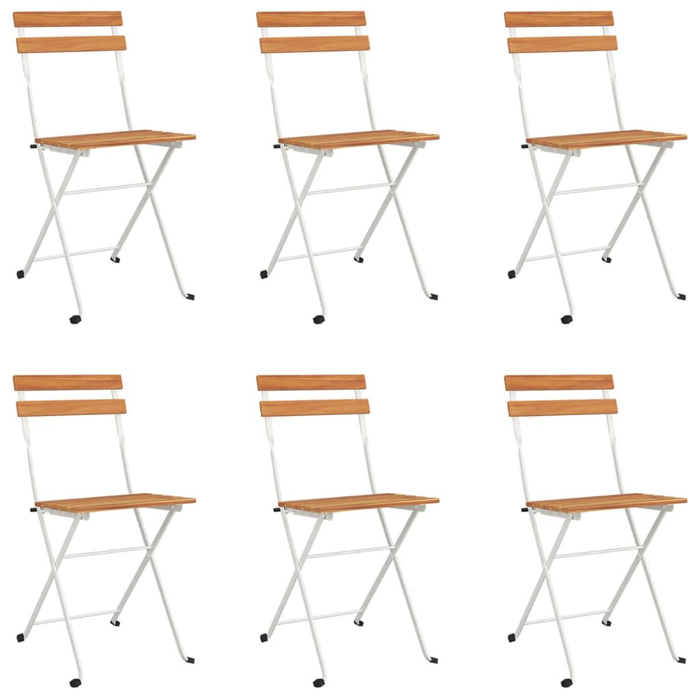 Chaises de bistrot pliantes lot de 6 bois d'acacia solide acier