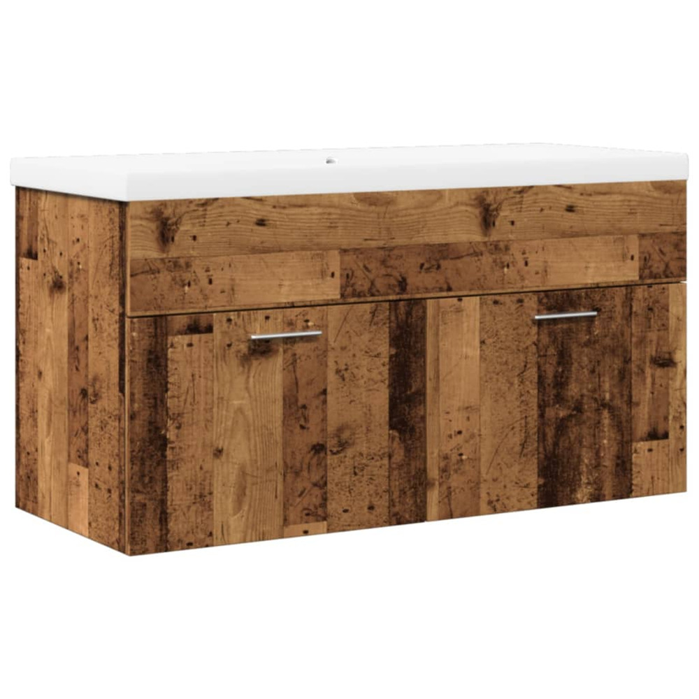 Armoire lavabo de salle de bain avec bassin intégré vieux bois