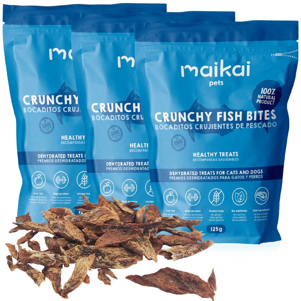 Bouchées croustillantes de poisson. Friandises pour chiens et chats - 100% naturel - (lot 3 x 125g)