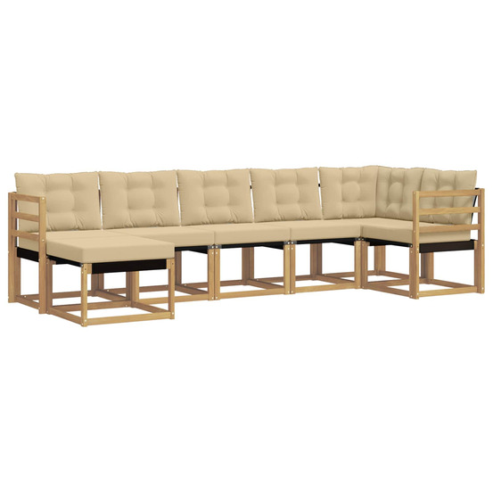 Ensemble de canapés d'extérieur 7 pcs blanc et beige