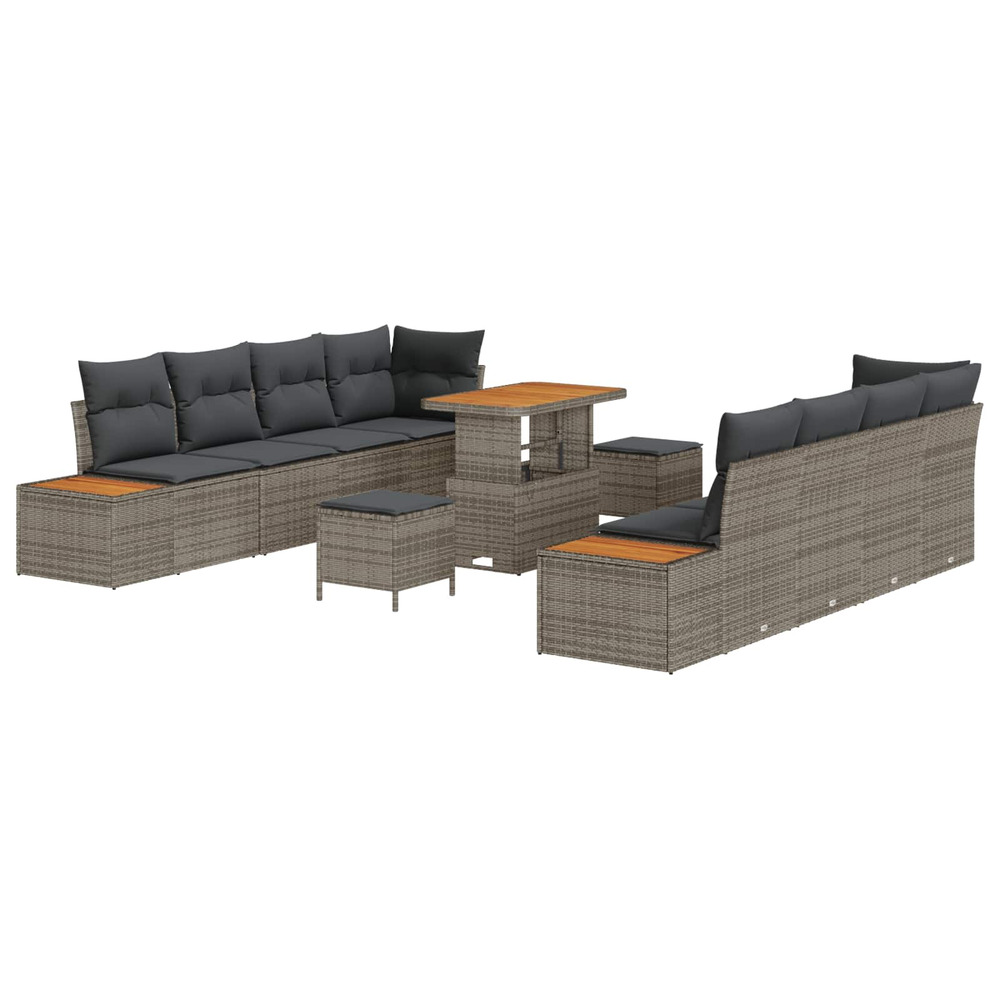 Ensemble de canapé de jardin avec coussin 11 pcs gris