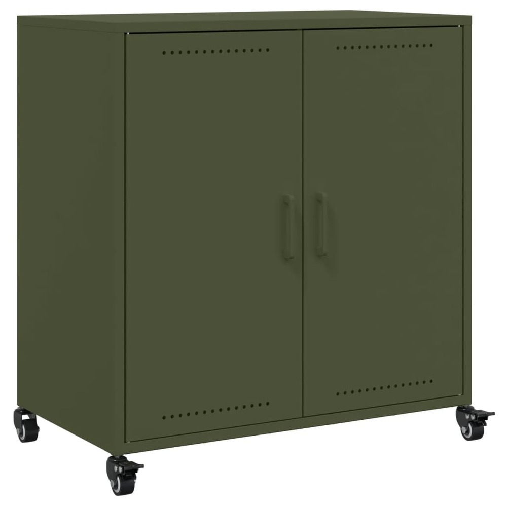 Buffet bahut commode armoire meuble de rangement organisateur cuisine salle de séjour salon olive 68,5 x 39 x 72 cm acier ver