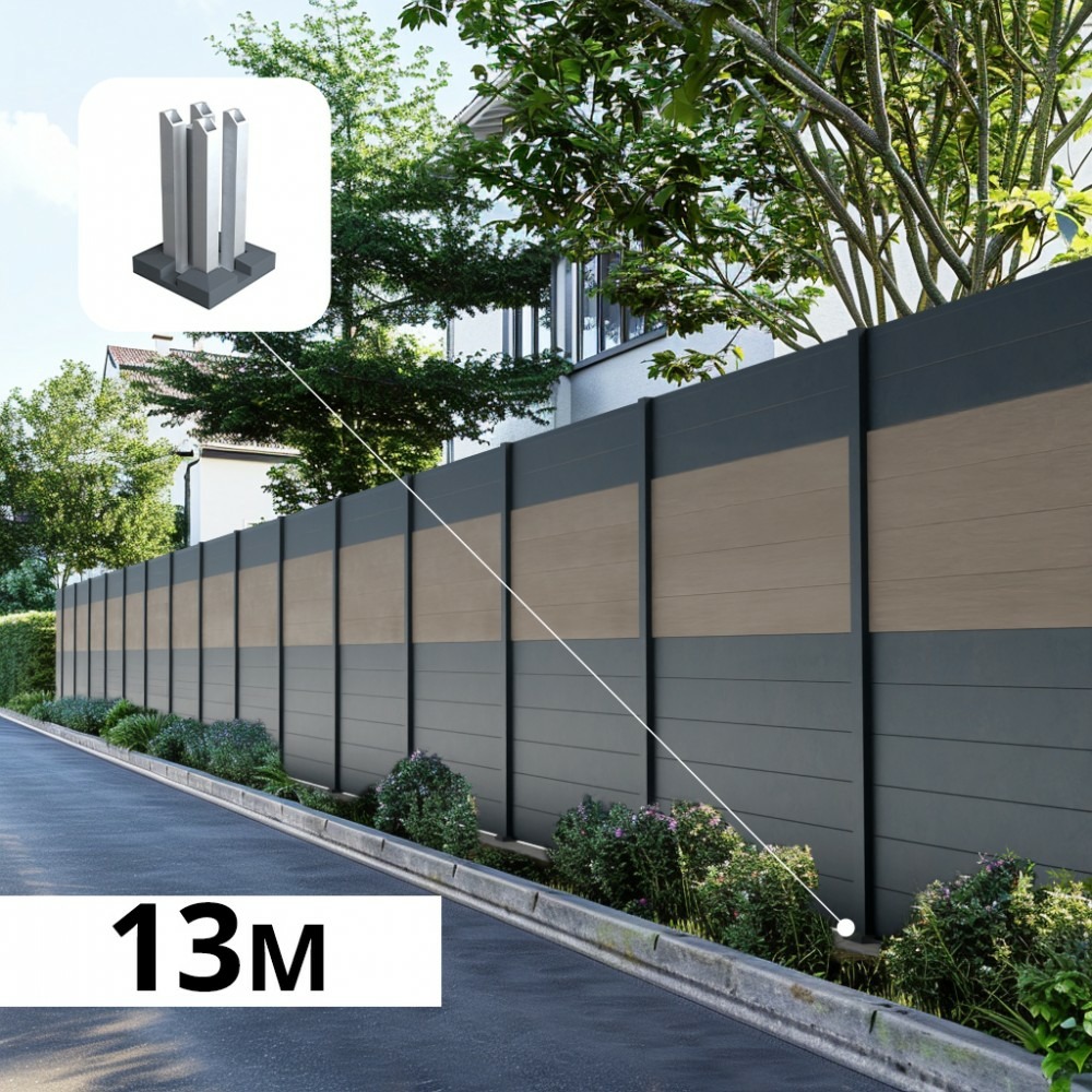 Kit clôture aluminium poteau sur platines - bahia & cruz argent h-1,8m