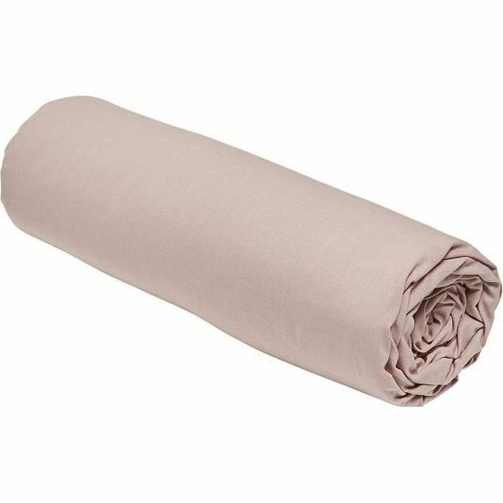 Drap housse uni rose des sables 140 x 190 cm