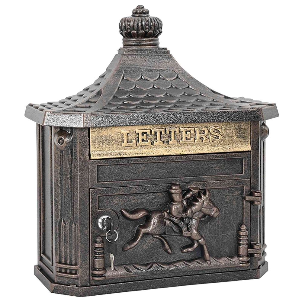 Boîte aux lettres murale avec stockage bronze 40,5 x 16 x 45 cm