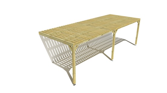 Pergola bois • 8m x 3m • adossée • sens largeur • platelage bois • livraison comprise