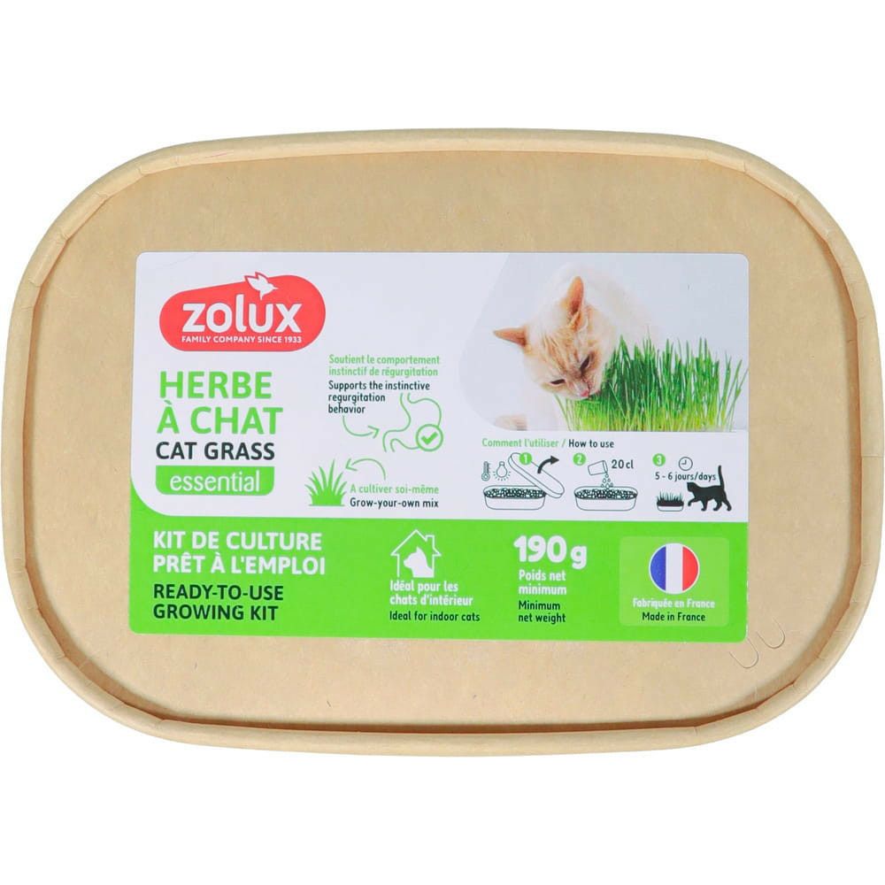Herbe à chat zolux - kit de culture dépurative prêt à l'emploi 190 g - réf.