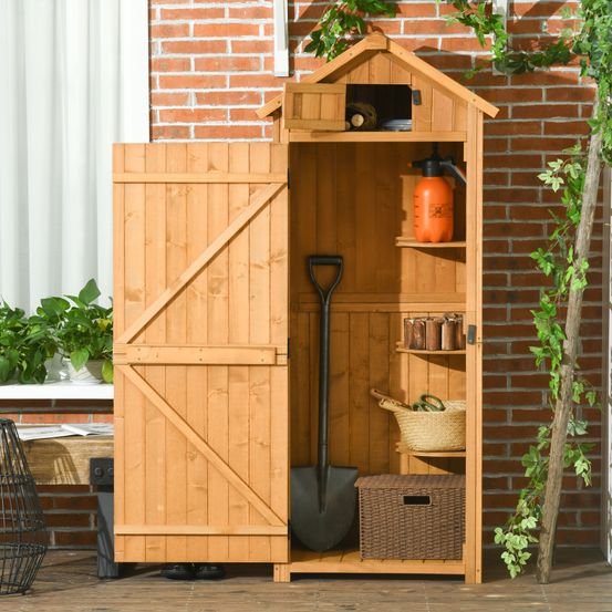 Armoire de jardin en bois extérieur rangement outils toit étanche 77x54x179cm - comfortxl outdoor living
