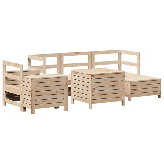 Salon de jardin 7 pcs bois de pin massif