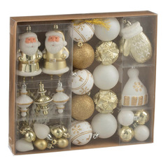 Lot de 45 boules de noël "night" 30cm blanc & doré