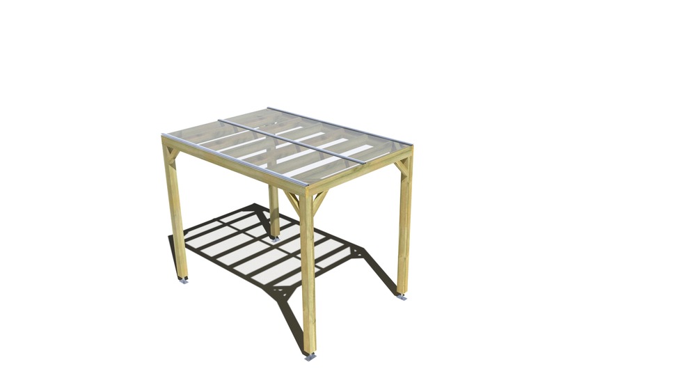 Pergola bois • 2m x 3m • indépendante • sens largeur • couverture étanche transparente incluse • livraison comprise