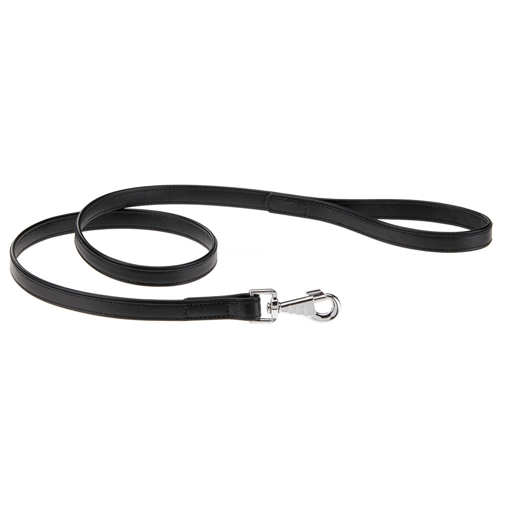 Laisse pour chiens vogue g20/120, cuir véritable, mousqueton en métal, noir