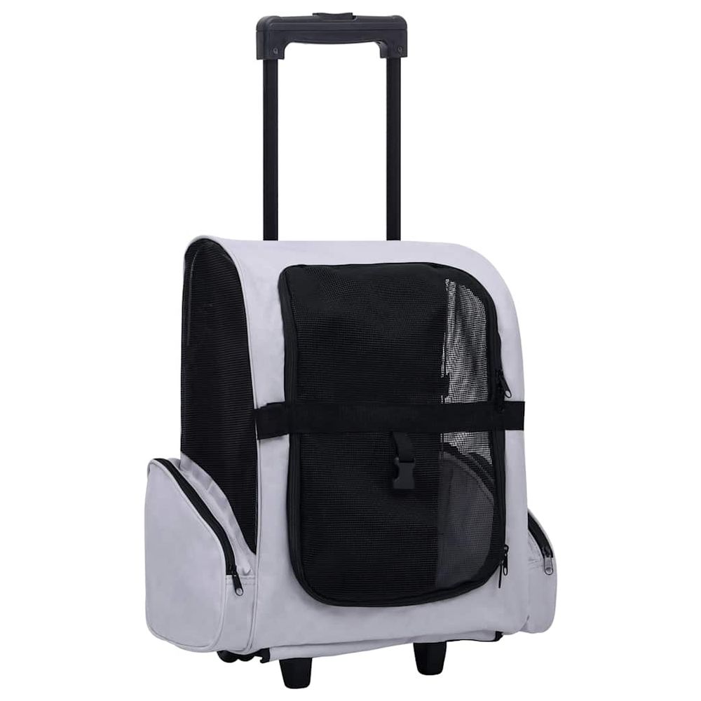 Chariot de transport 3-en-1 pliable pour chien et chat voyage polyvalent gris