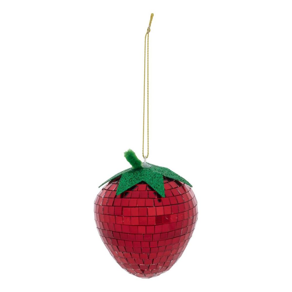 Suspension de sapin fraise effet disco rouge 8 cm