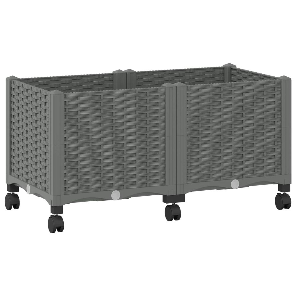 Jardinière d'extérieur avec roues gris clair 80 x 40 x 44 cm pp