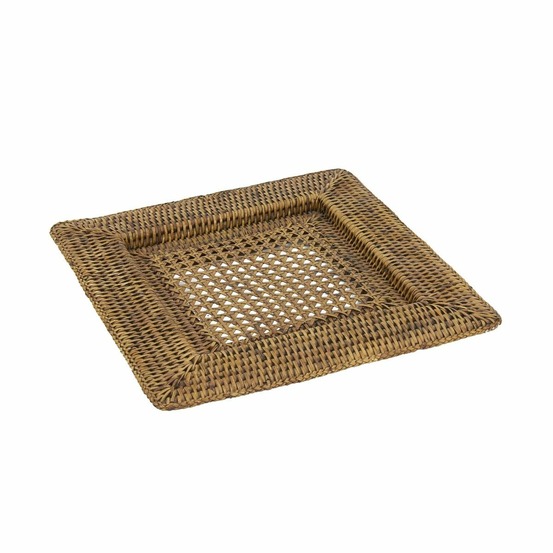 Dessous d'assiette en rotin antique carrée