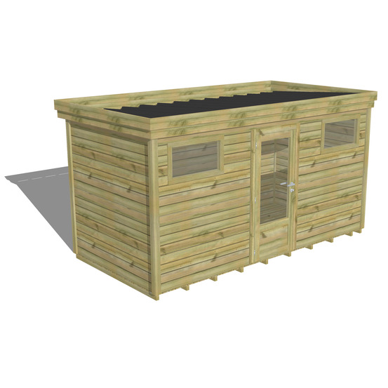 Abri de jardin bois pin traité autoclave 27mm - 4,34x2,14m / 9m2 - bac acier - plancher bois