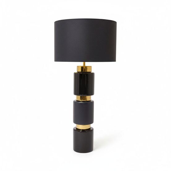 Lampe à poser stripe noire or céramique 28x28x105cm