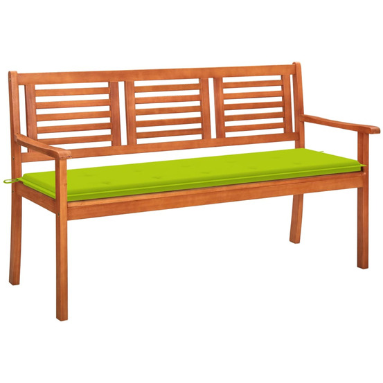 Banc de jardin 3 places avec coussin 150 cm bois d'eucalyptus