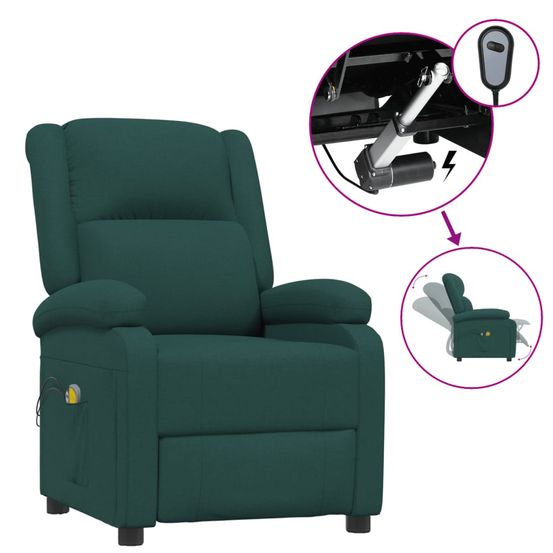 Fauteuil électrique de massage vert foncé tissu