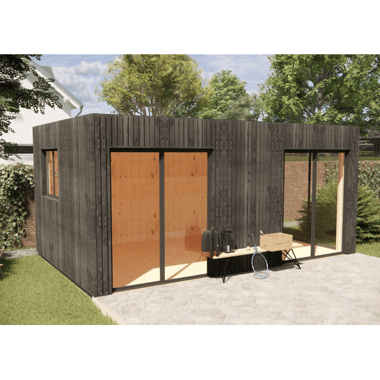 Studio de jardin re2020 en bois 5,5 x 3,5 x 2,7 m / isolation re2020 avec plancher isolé / menuiseries alu k-line