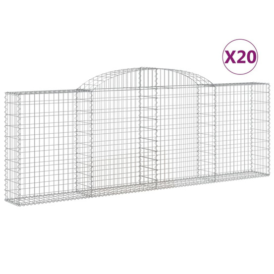 Paniers à gabions arqués 20 pcs 300x30x100/120 cm fer galvanisé