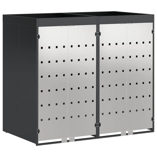 Rangement de poubelle à roulettes pour 3 poubelles anthracite