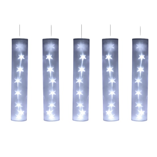 5 tubes lumineux blancs avec étoiles led 40 led