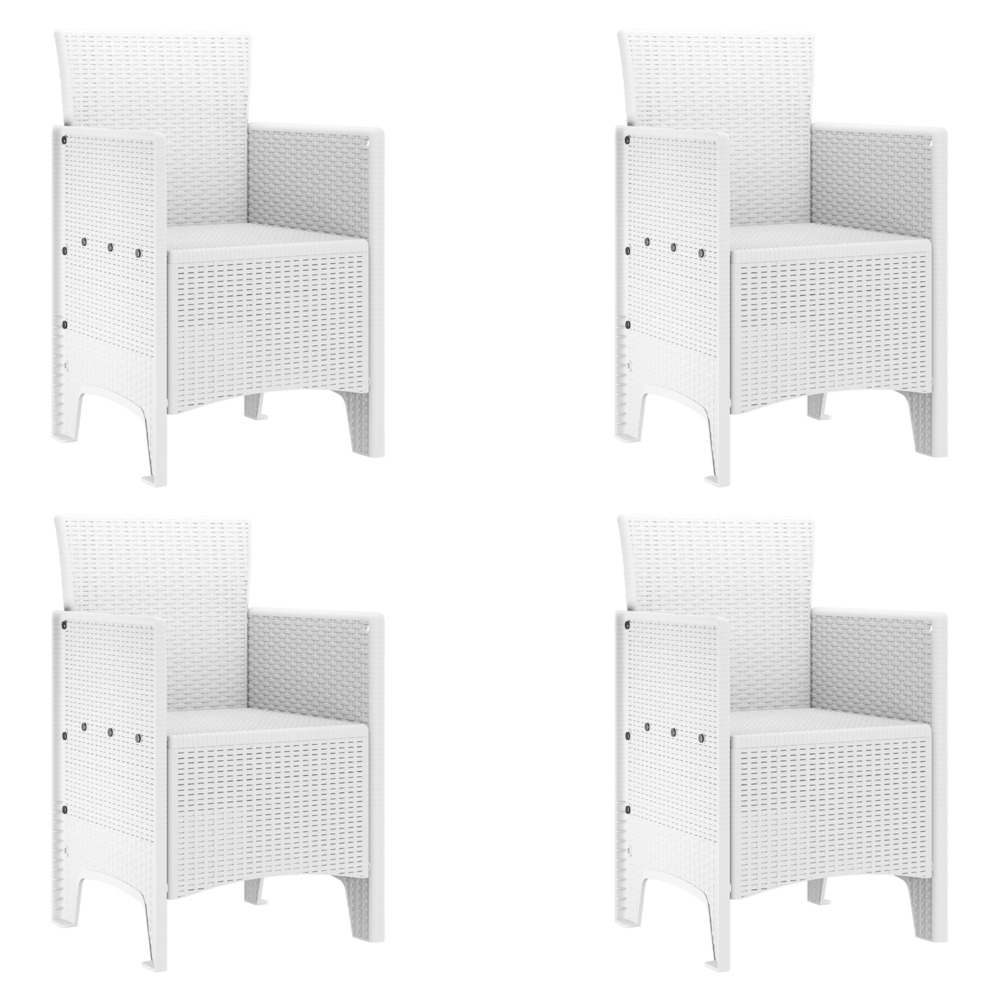 Chaises de jardin 4 pcs blanc poly rattan