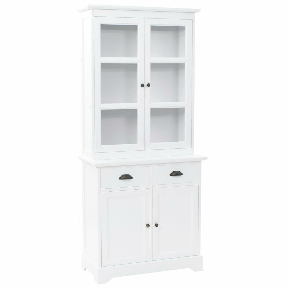 Buffet bahut armoire console meuble de rangement vaisselier avec 4 portes mdf et bois de pin 180 cm