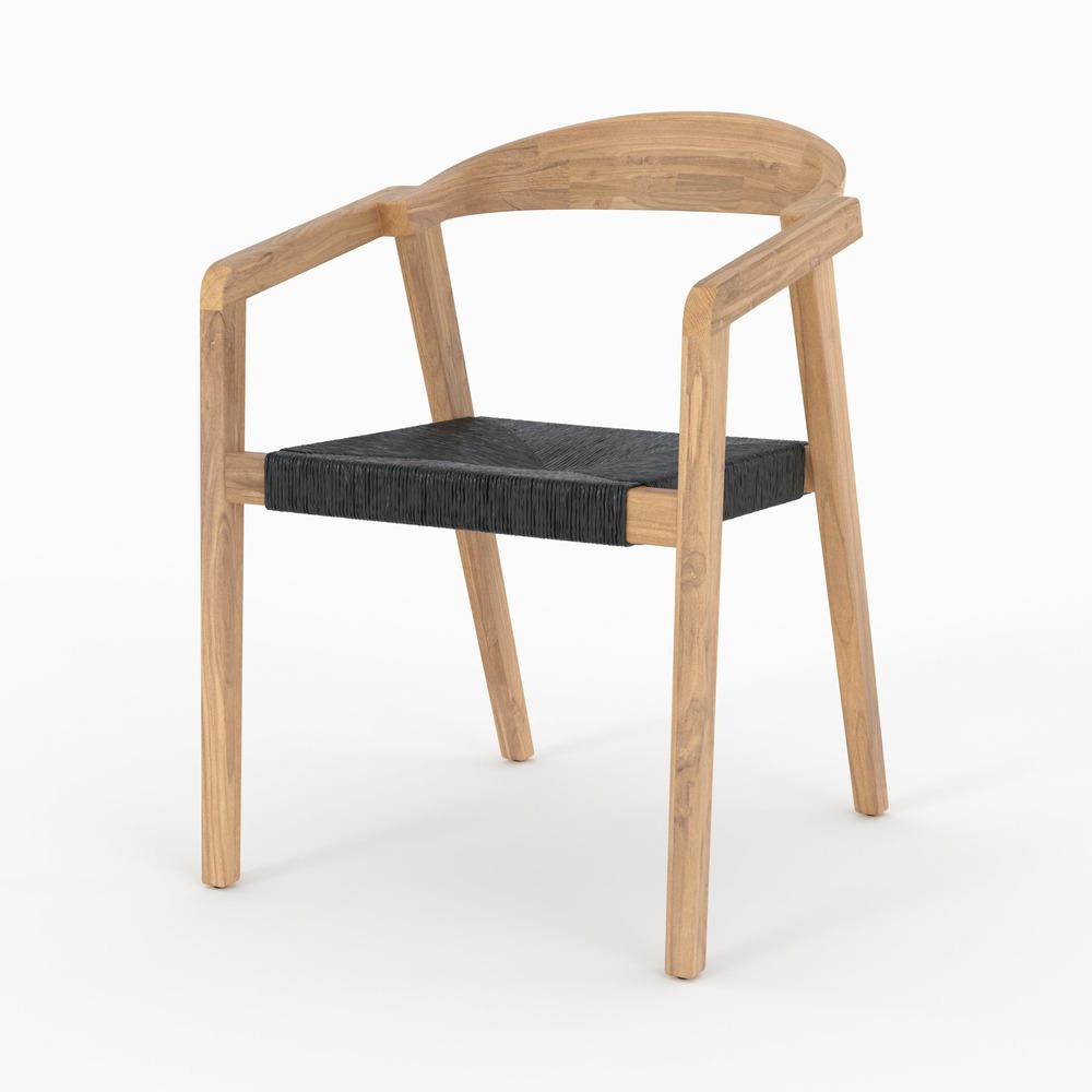 Malio-chaise de jardin en bois de teck recyclé et rotin synthétique