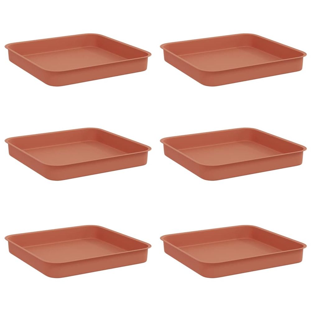 Plateau carré à fleurs 6 pc rouge brique 15 x 15 x 2 cm