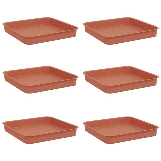 Plateau carré à fleurs 6 pc rouge brique 15 x 15 x 2 cm