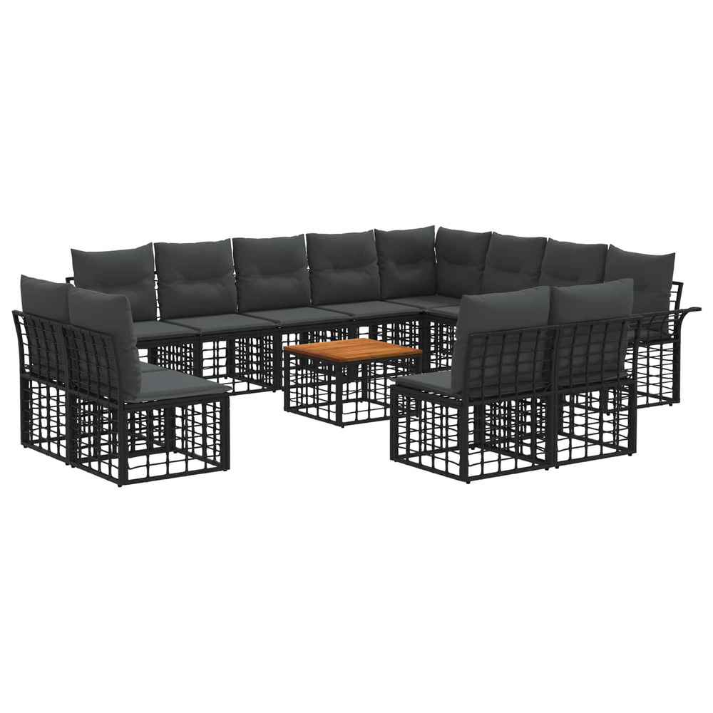 Ensemble de canapés d'extérieur 13 pcs noir et gris foncé