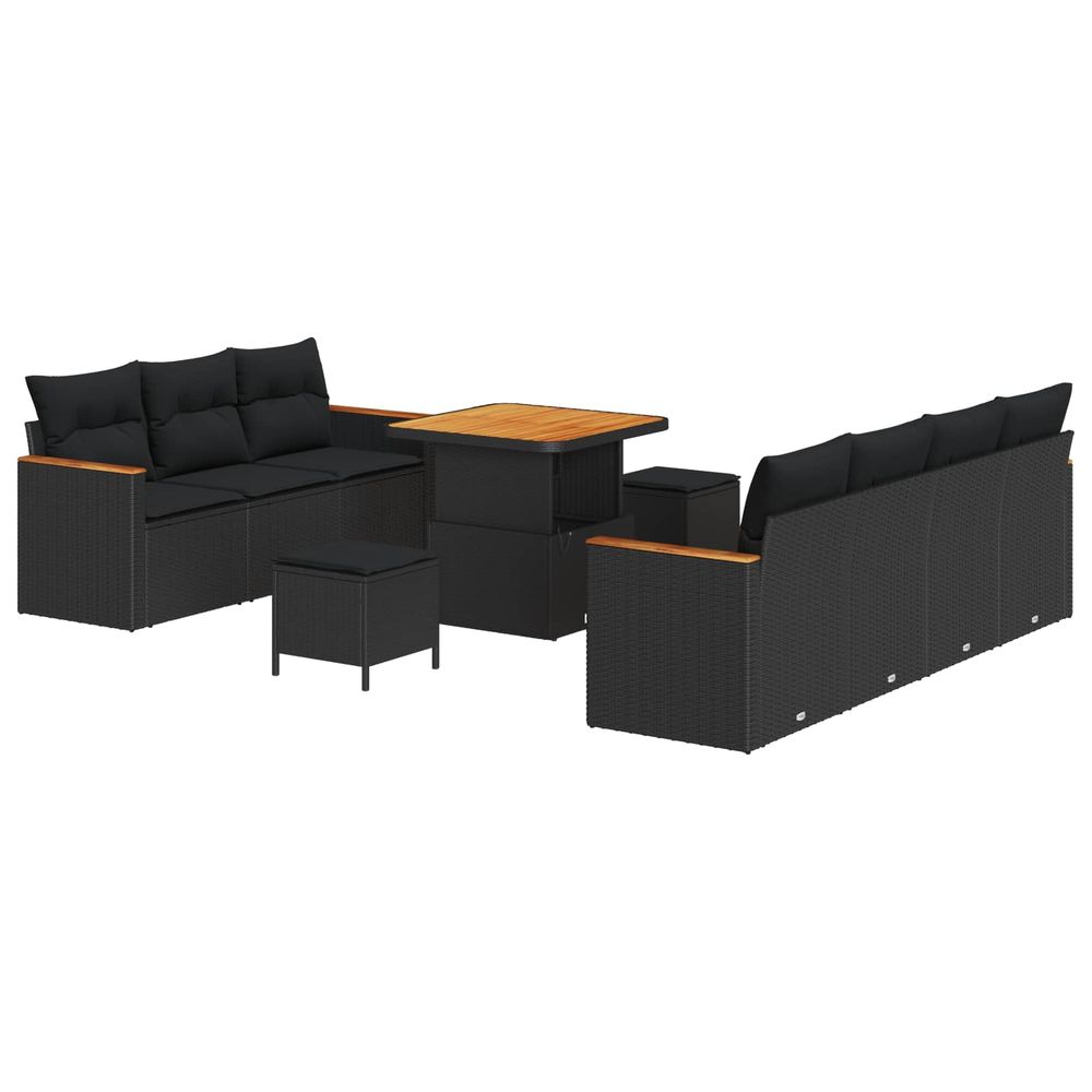 Ensemble de canapé de jardin 10 pc noir polyrotin