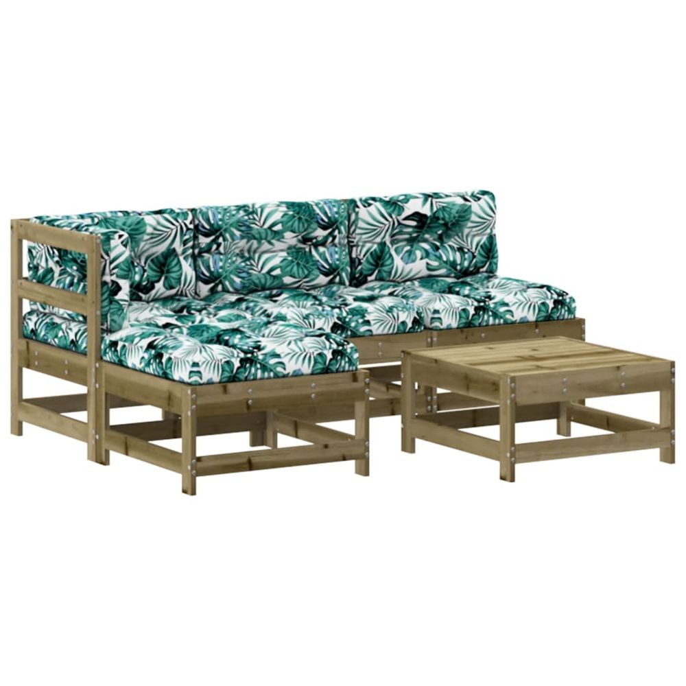 Salon de jardin 5 pcs avec coussins bois de pin imprégné