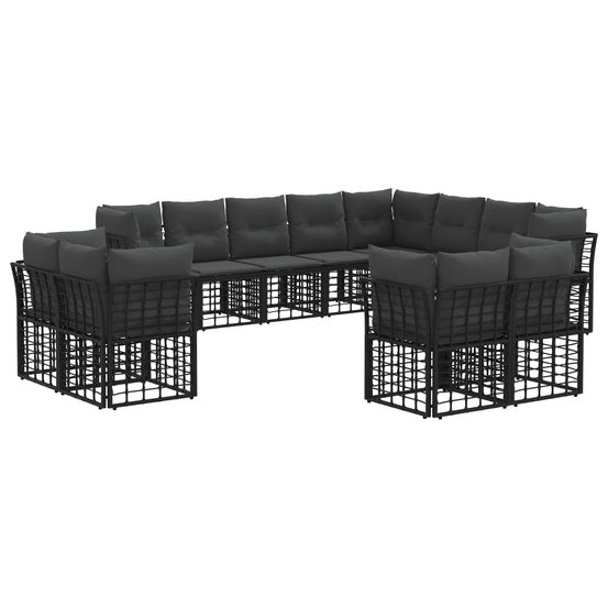 Ensemble de canapés d'extérieur noir et gris foncé polyester