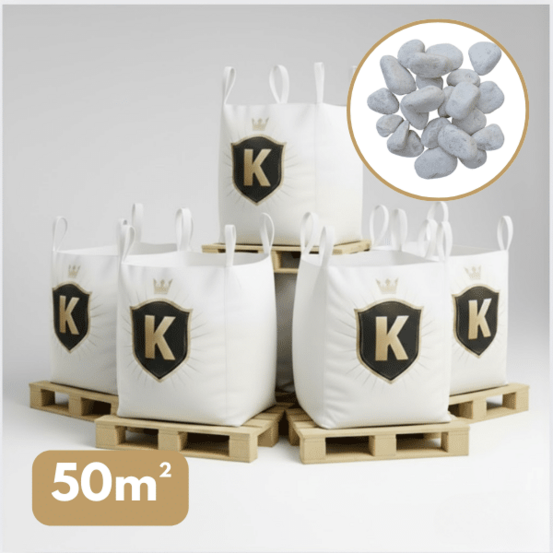 Galet marbre blanc 40/60 mm – pack 5 big bag +/- 1,5t – 50 m²