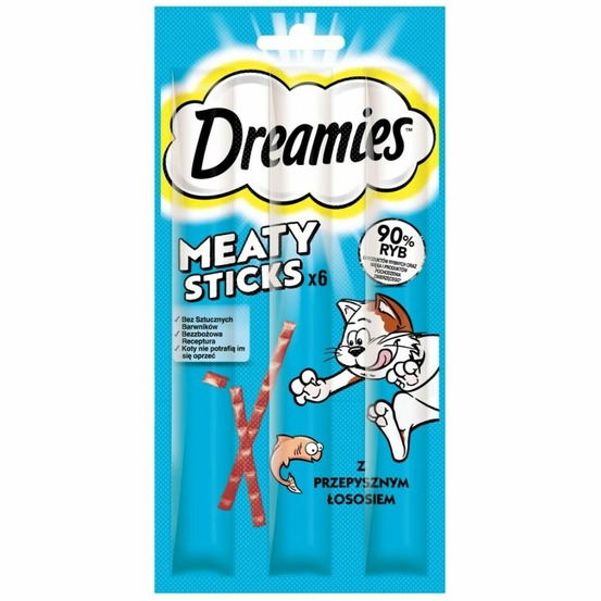 Collation pour chat dreamies meaty sticks 30 g saumon