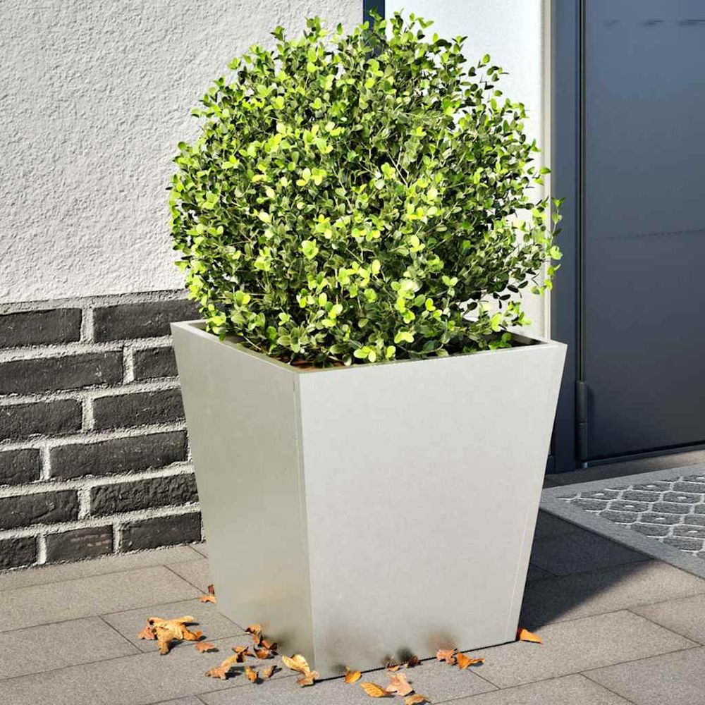 Lot de 2 jardinières carrées en acier inoxydable 40x40x40 cm argent