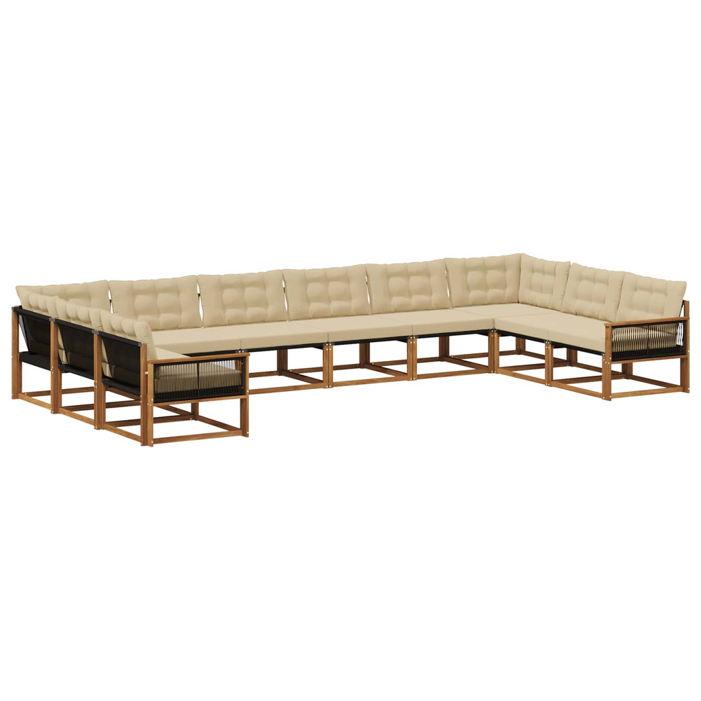 Ensemble de canapés d'extérieur 10 pcs naturel et beige