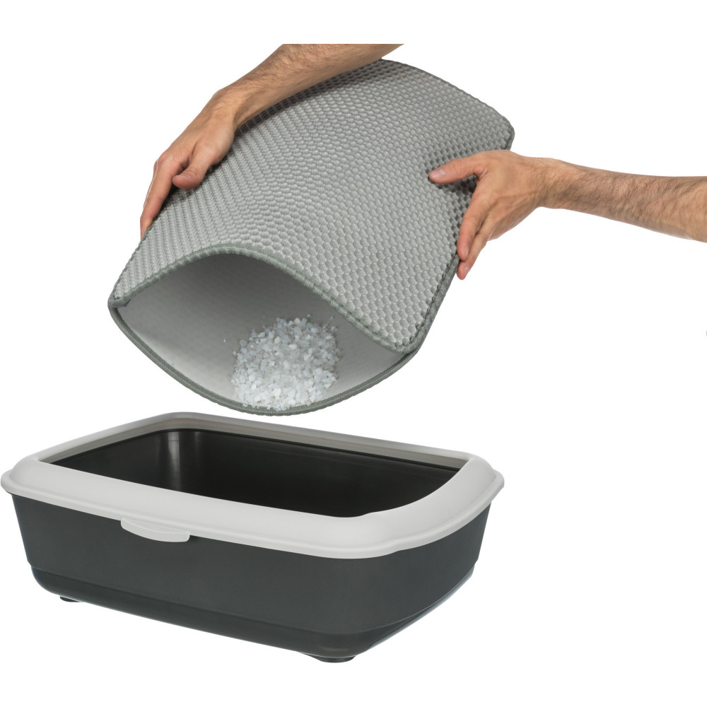 Tapis tamis pour bac à litière 40 × 55 cm noir ou gris pour chat