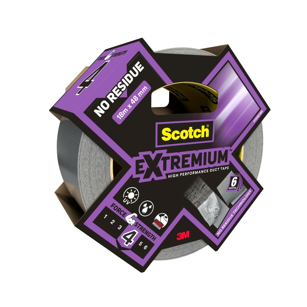 Adhésif de réparation scotch no residue extremium, une face l.18 m x l.48 mm gri