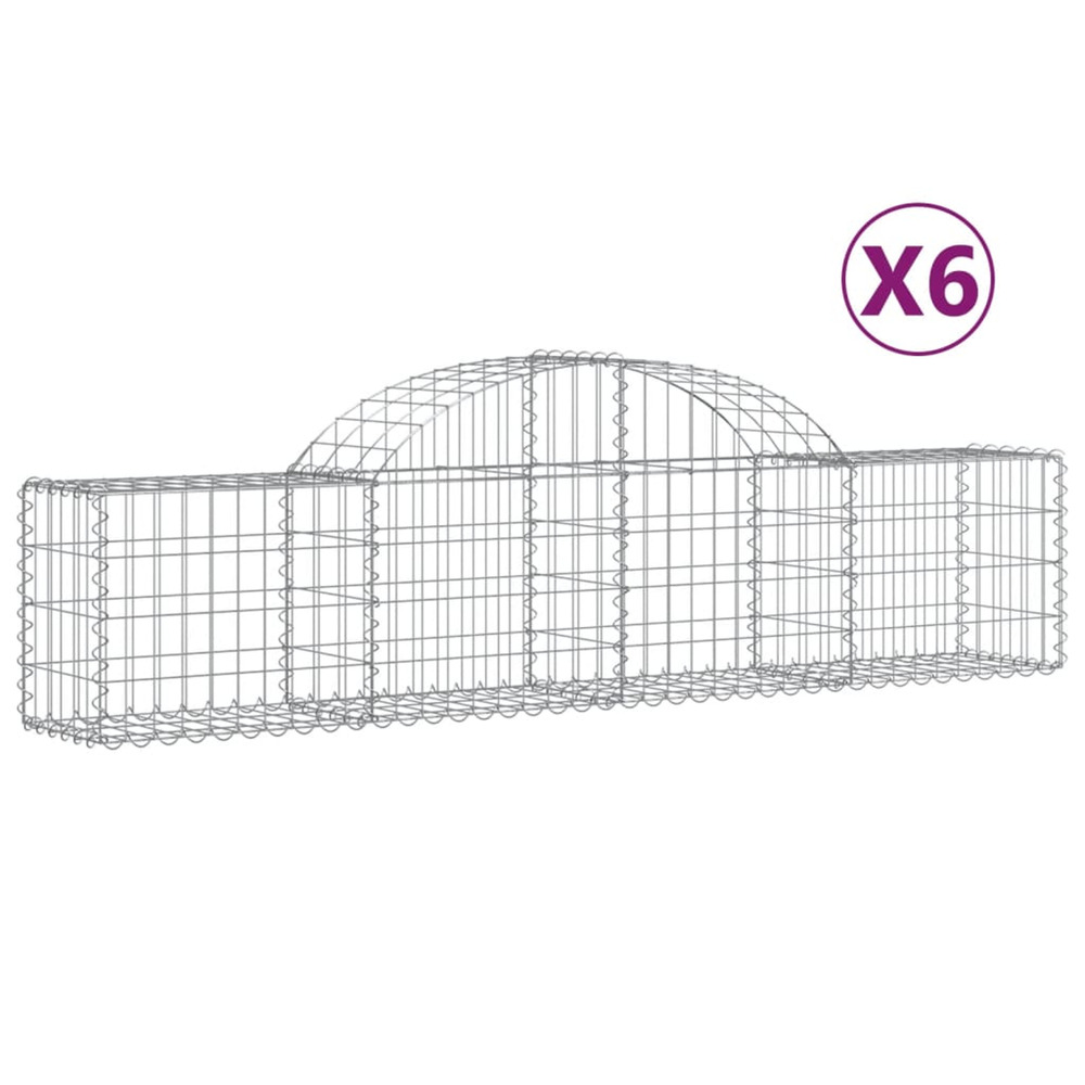 Paniers à gabions arqués 6 pcs 200x30x40/60 cm fer galvanisé