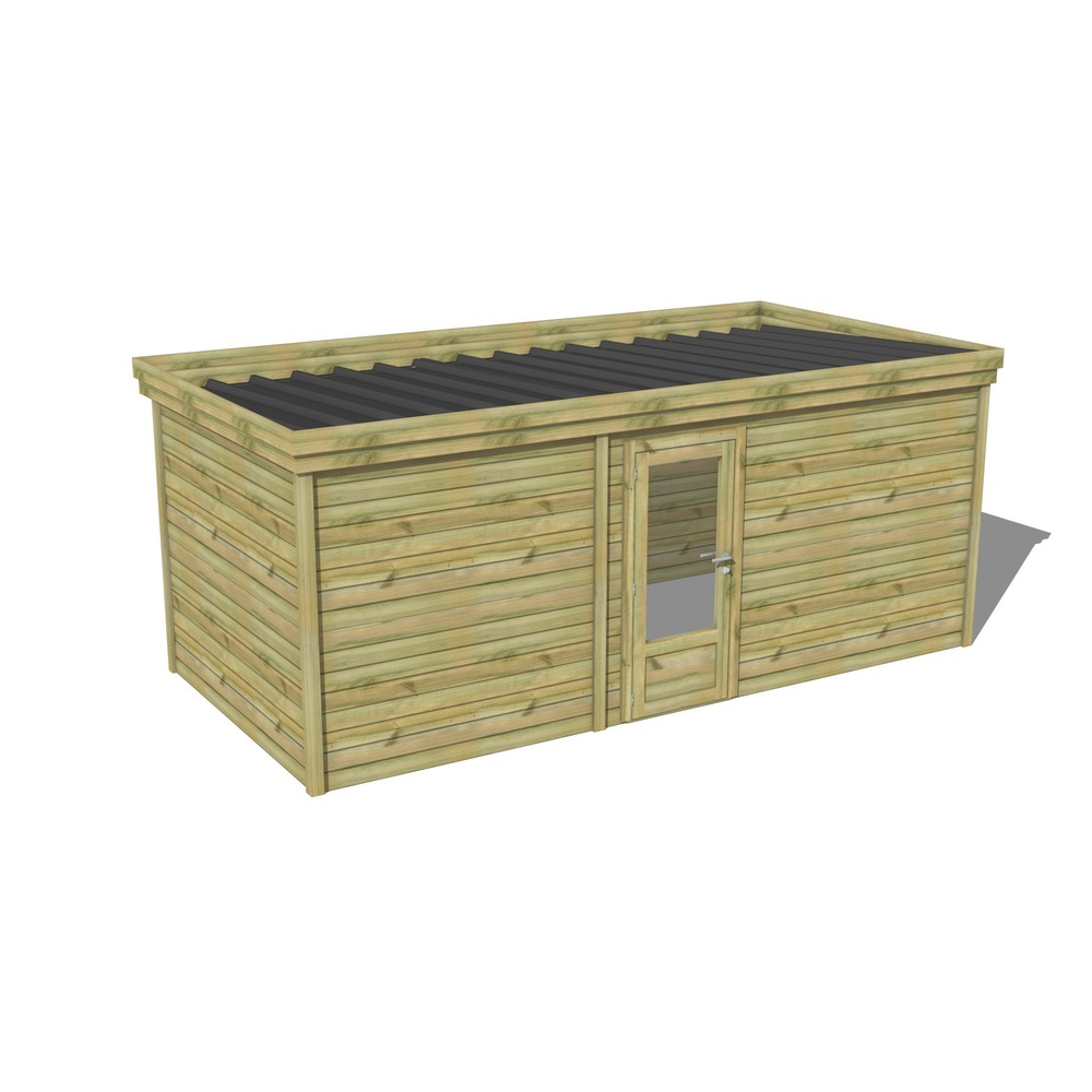 Abri de jardin bois pin traité autoclave 27mm - 5,99x2,64m / 16m2 - bac acier - abri français