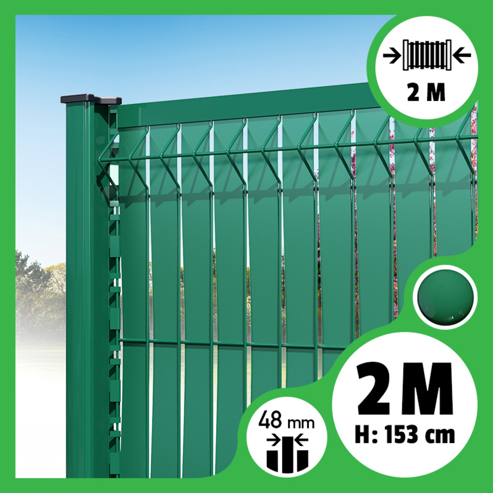 Brise-vue lattes aluminium n55 - vert - 153 cm, 2 mètres