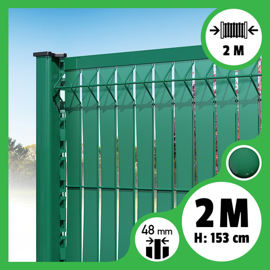 Brise-vue lattes aluminium n55 - vert - 153 cm, 2 mètres