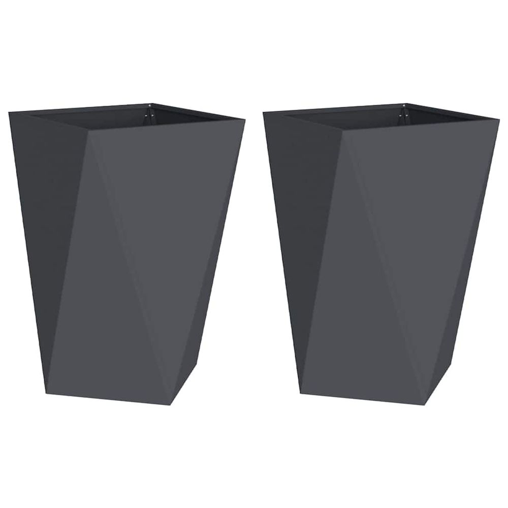 Jardinière 2 pcs anthracite 50 x 50 x 75 cm acier
